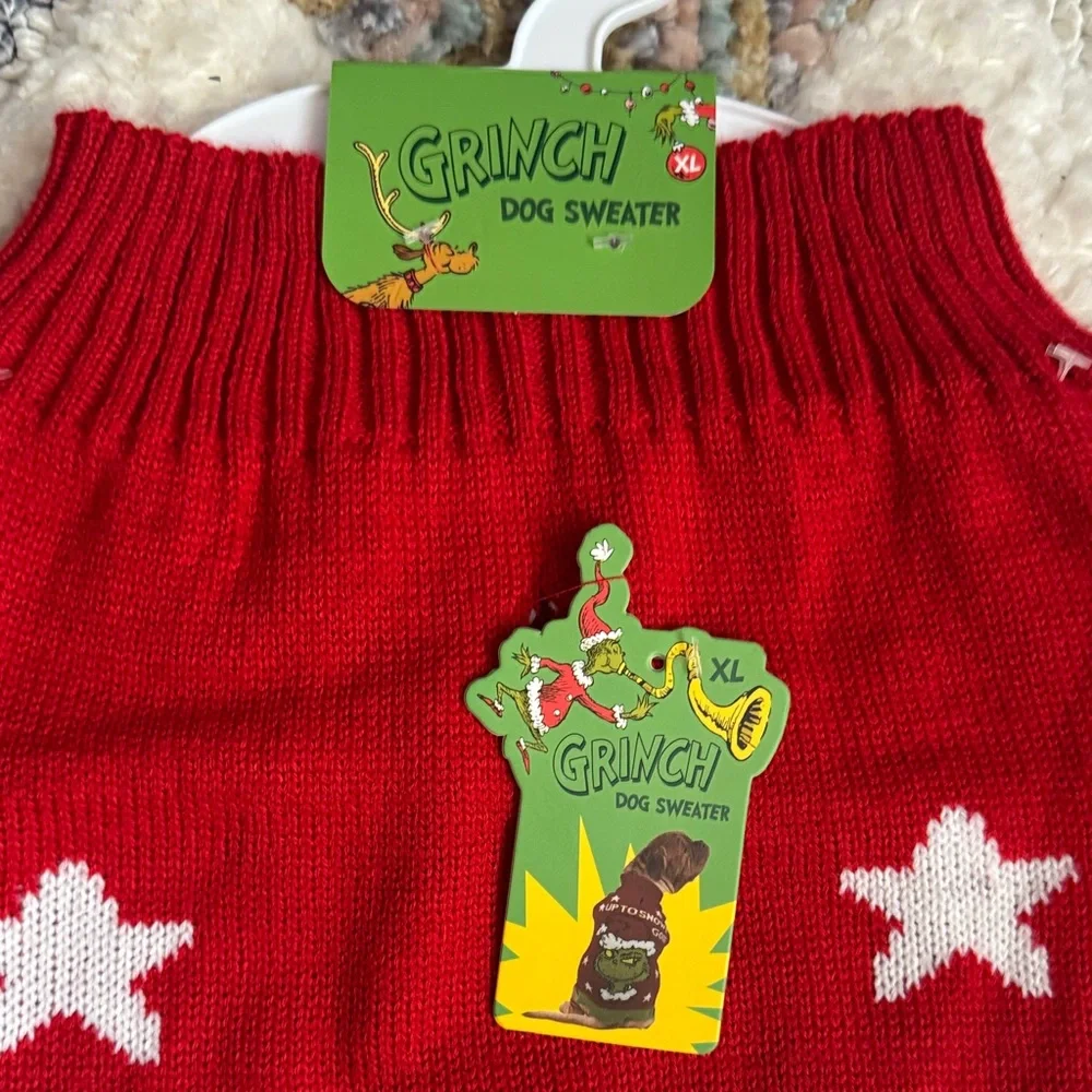 The Grinch “Up To Snow Good!” Dog Sweater- Size: XL